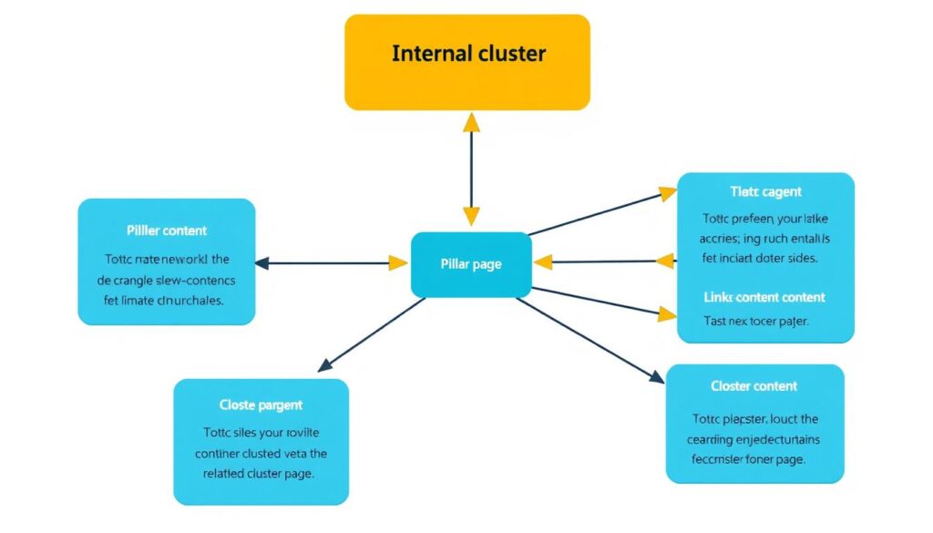 Internal linking structure in SEO topic clusters showing link patterns Internal linking structure in SEO topic clusters showing link patterns