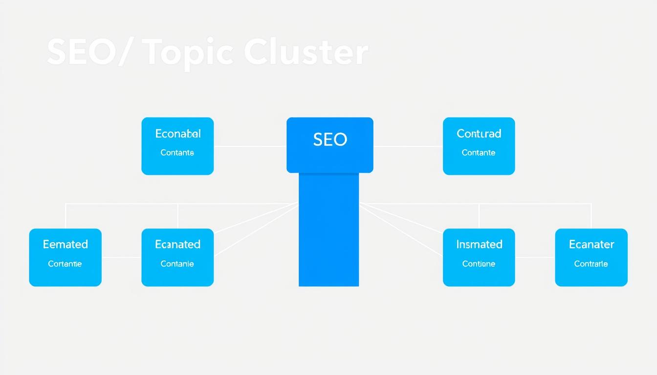 SEO Topic Clusters structure showing pillar content connected to cluster content